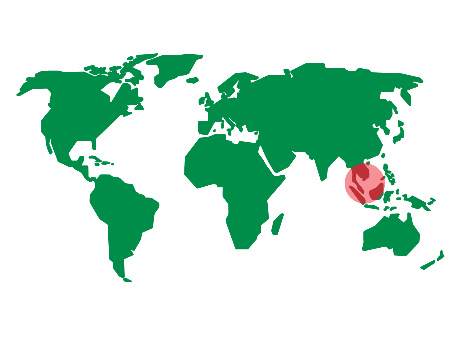 Mapamundi con el centro de origen del producto