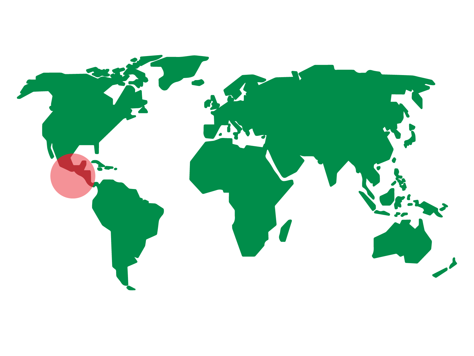 Mapamundi con el centro de origen del producto