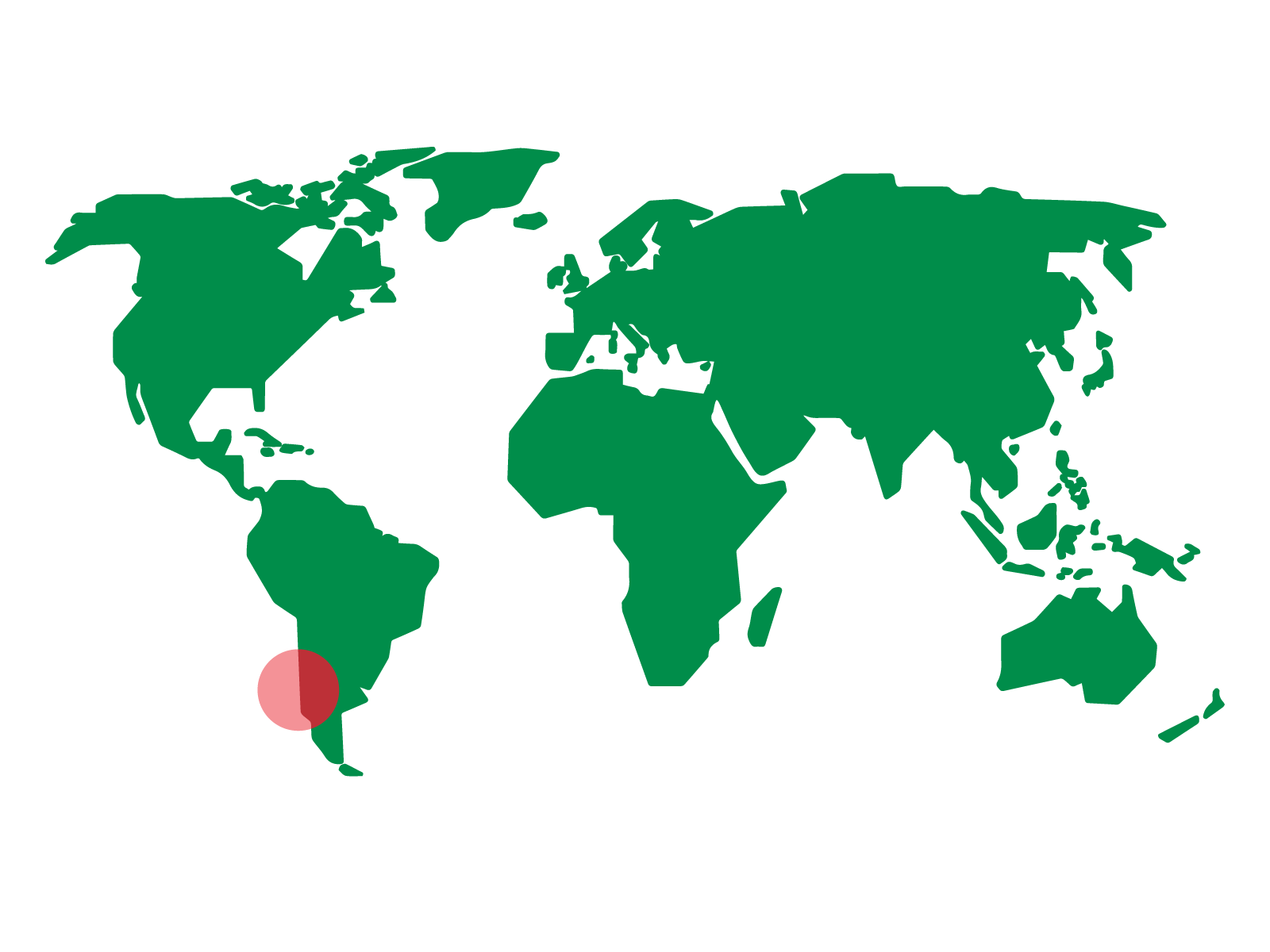 Mapamundi con el centro de origen del producto